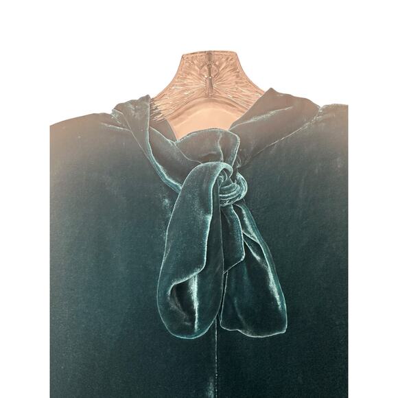 Eileen Fisher Green Short Sleeve Velvet Mock Neck Knee Length Dress Medium - Picture 10 of 14